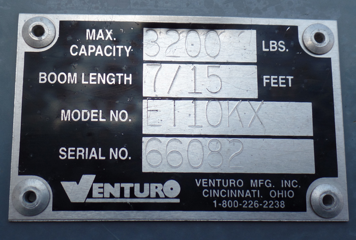 2001 Ford F-350 4 x 4 Service Crane Truck - Venturo Crane - Label 