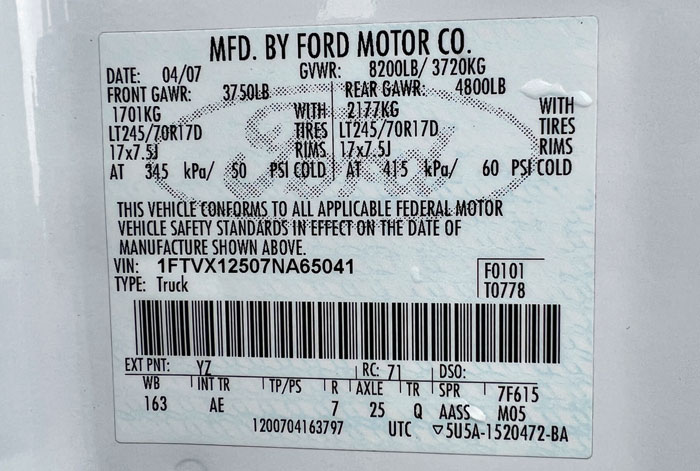 2007 Ford F-150 Super Cab - Federal Label