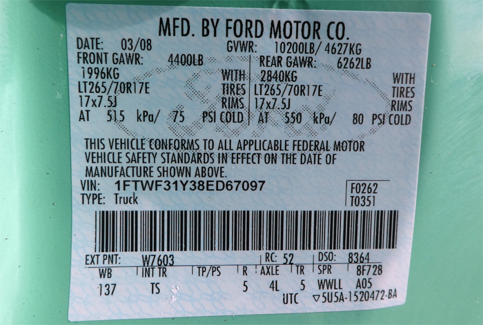 2008 Ford F-350 Super Duty XL 4 x 4 Utility - Federal Label 