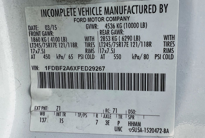 2015 Ford F-250 XL Utility - Federal Label