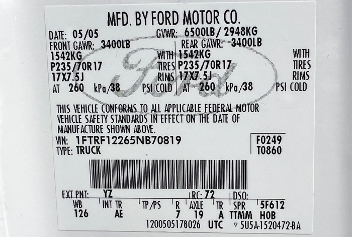 2005 Ford F-150 - Federal Label