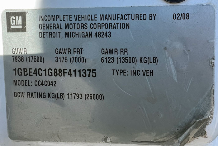 2008 Chevy C4500 9' Dump - Federal Label