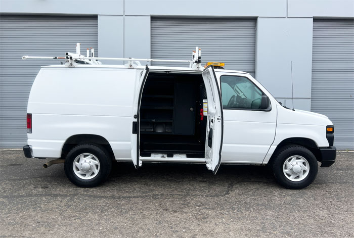 2008 Ford E-250 Cargo Van w/ 40K - Passenger SideCargo Door Open 