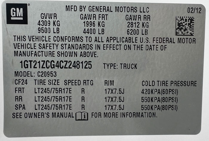 2012 GMC Sierra C2500 HD Pickup w/ 58K - Federal Label