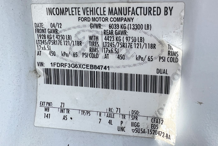2012 Ford F-350 10' Flatbed - Federal Label