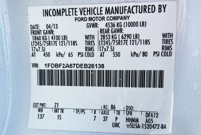 2013 Ford F-250 XL Utility - Federal Label