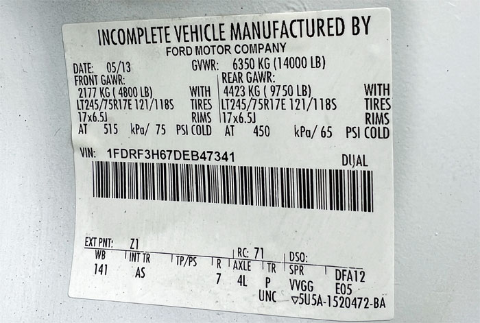 2013 Ford F-350 4WD Utility  - Federal Label