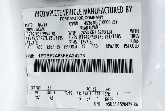 2015 Ford F-250 Utility - Federal Label