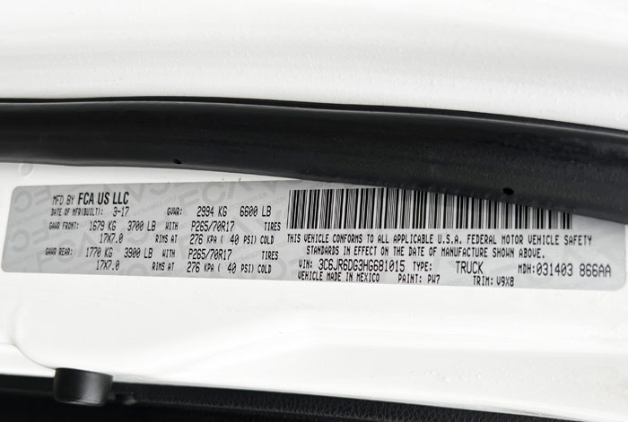 2017 Dodge Ram 1500- Federal Label